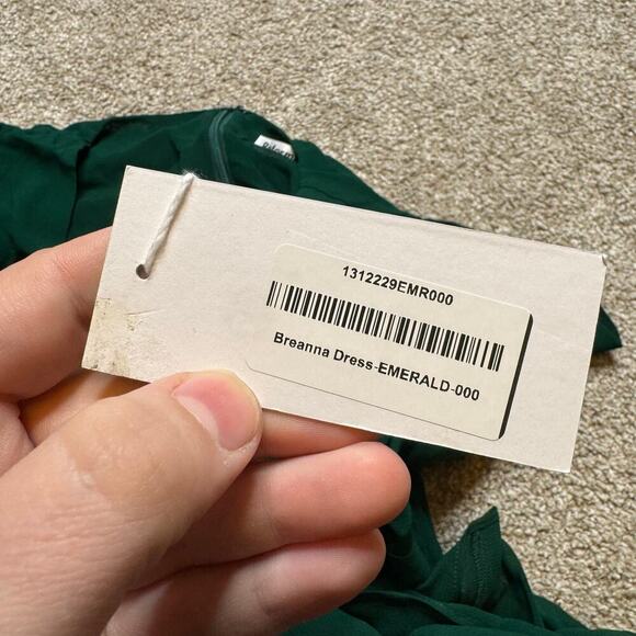 NWT Reformation Breanna Gathered Waist V Neck Flowy Dress in Emerald Green Sz 0 - Picture 5 of 6